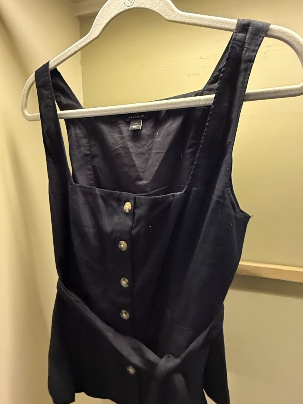 Ann Taylor square-neck button-front sleeveless vest